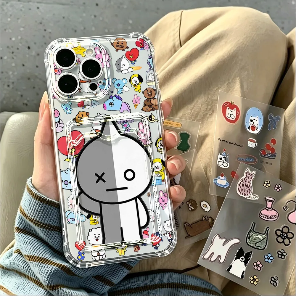 Cute Cartoon Card Holder Phone Case with Airbag Protection