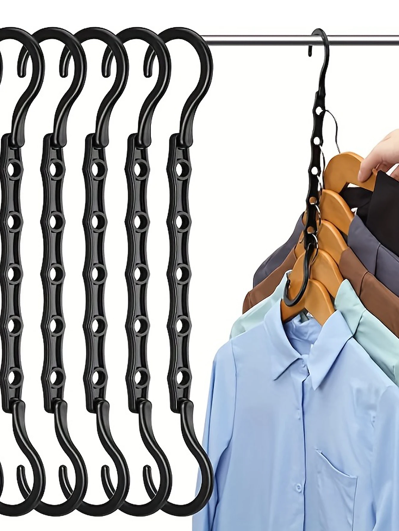Clothes Hanger Space Saving Multifunction Plastic Rotary Organizer 5 Hole