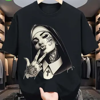 T-shirt da uomo in stile gotico avant-garde con tatuaggi, 100% cotone puro, stile streetwear, T-shirt estiva da uomo e da donna