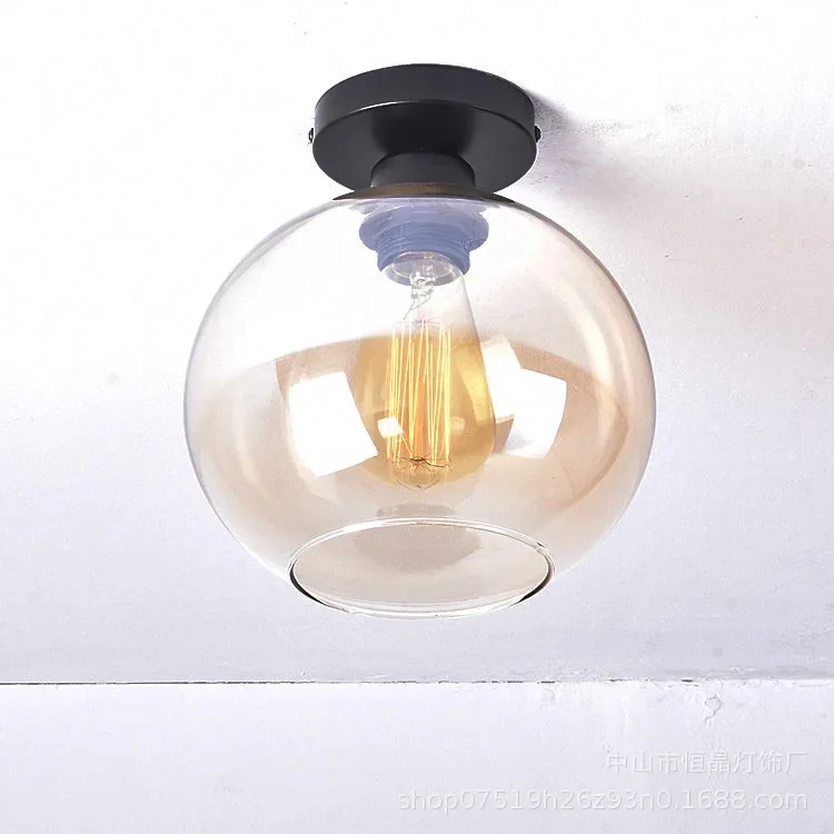 Description Picture 5 of itemHot Retro Ceiling Lamps Cafe Restaurant Personality Simple Staircase Entrance Corridor Transparent Colored Glass Ceiling Lights