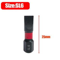 Premium Magnetic Flat Head Screwdriver Bit Set - 1/4 S2 Steel, Slotted Hex Shank - 1PC (SL6)