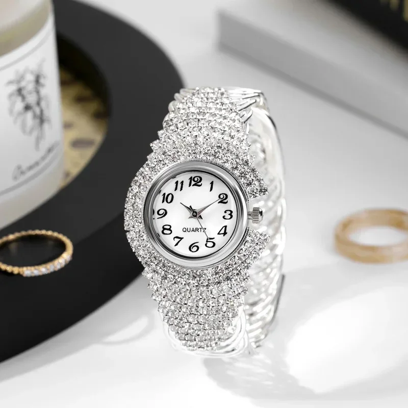 Women Gold Full Diamond Watch Ladies Wrist Watches Luxury Brand Rhinestone Women's Bracelet Watches Female Relogio Feminino 5