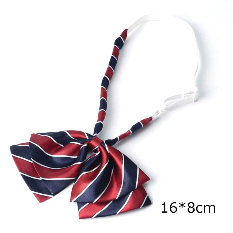 Kindergarten Student Navy Red Lazy Tie Fashion Striped Bowties Boy Girl Adjustable 3-12 Years Old School Uniform