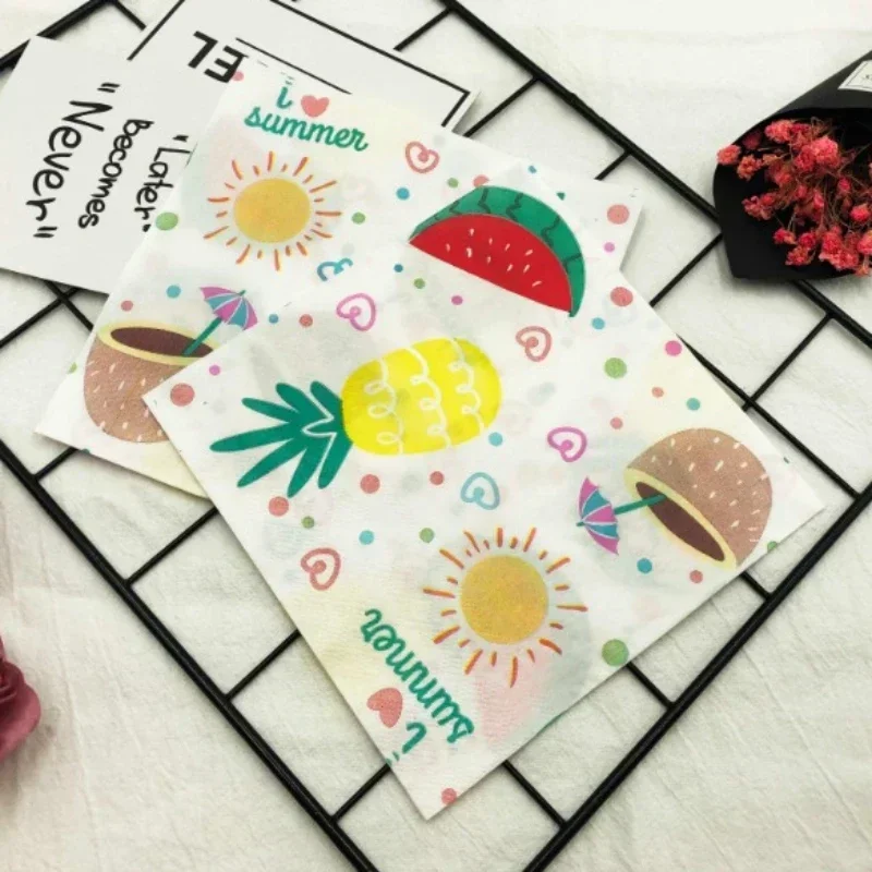 Colorful Printed Napkins Fruit Collection Party Baking Folded Square Tissue Paper Napkins Food Grade Paper Placemats 20pcs/Pac