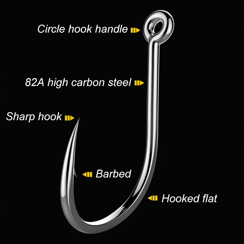 50pcs/Pack Big Eye Fishing Hook Circle Offset Fishhooks Easy Fishing