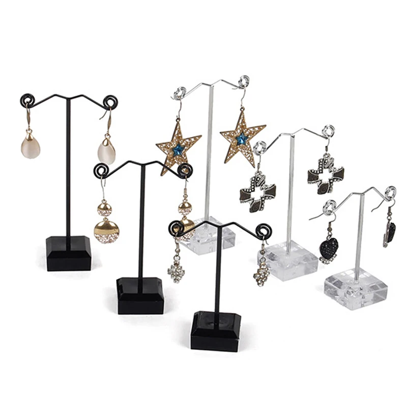 

3 Pcs Black Clear Acrylic Stud Earring Jewelry Display Rack Stand Organizer Bouches Ornament Holder Hook Hanger Counter Case
