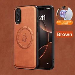 Magnetic Wireless Charging PU Leather Protective Case and Hard Back Cover for OnePlus Nord 5 (Brown)