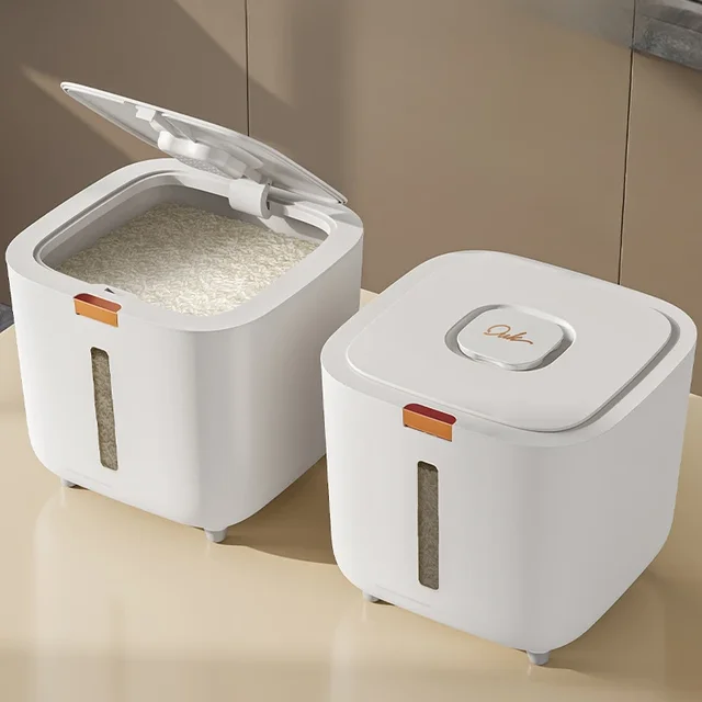 Seau à riz épais et résistant à l'humidité, avec couvercle scellé, boîte anti-insectes pour nouilles pressées de 5/10KG, boîte de rangement de poudre, 1 pièce 4