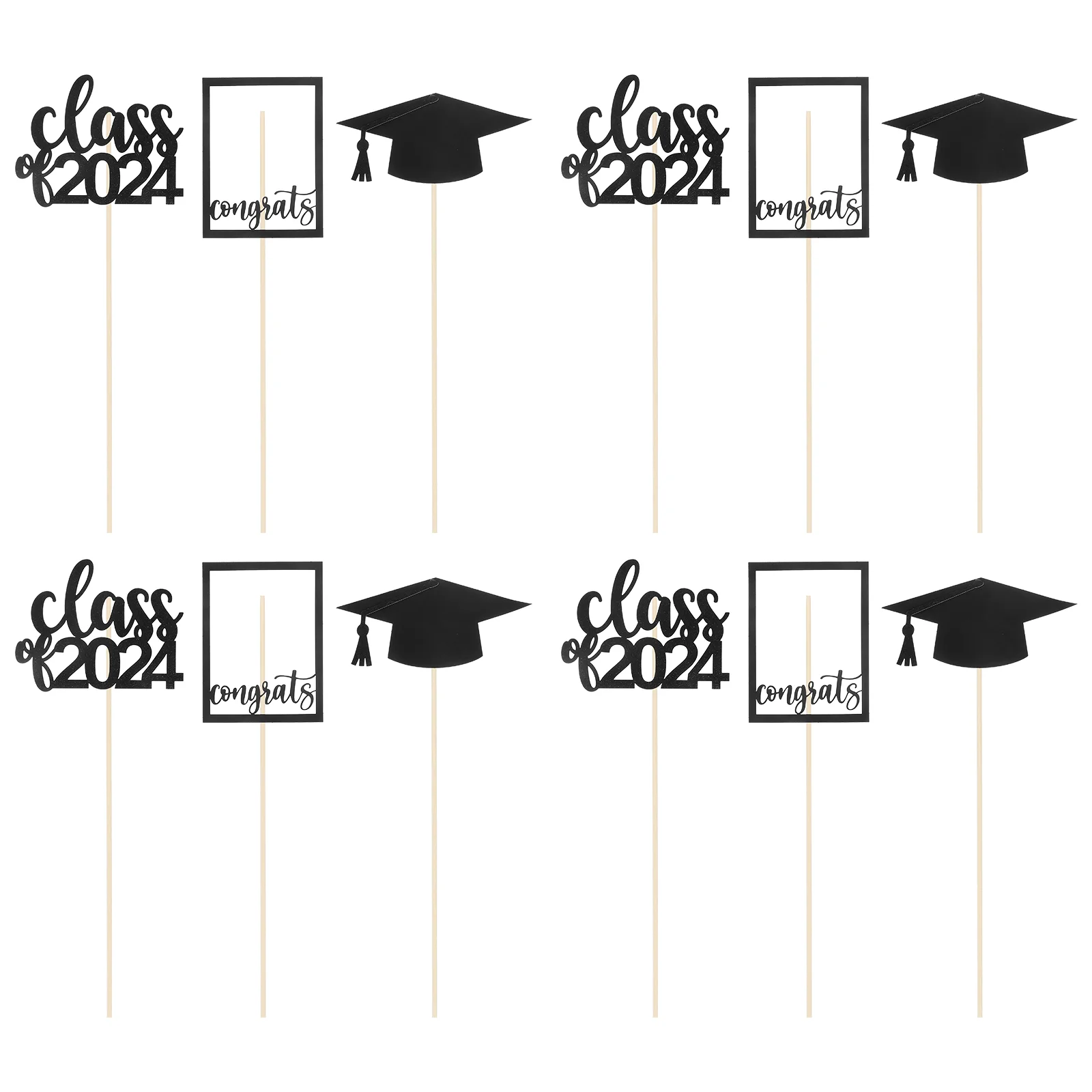 

12 Pcs Vase Graduation Season Cupcake Toppers Centerpiece Sticks Picks for Cupcakes Plug-in Congrats Dessert