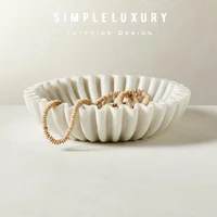 1pc Sample Factory Price Marble Trinket Bowl Home Flower Design Natural Stone Italian Carrara White Fruit Decor Bowl 2