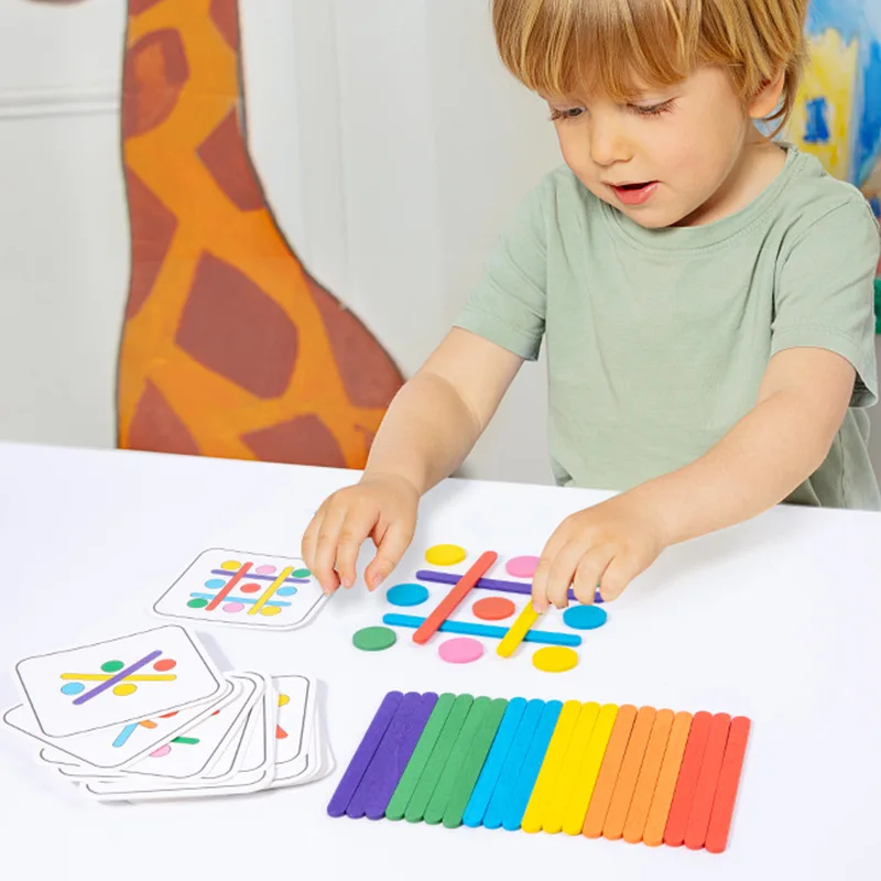 Kids Rainbow Stick Puzzle Montessori Toys Color Sensory Logical Thinking Matching Games Children Early Educational Wooden Toys