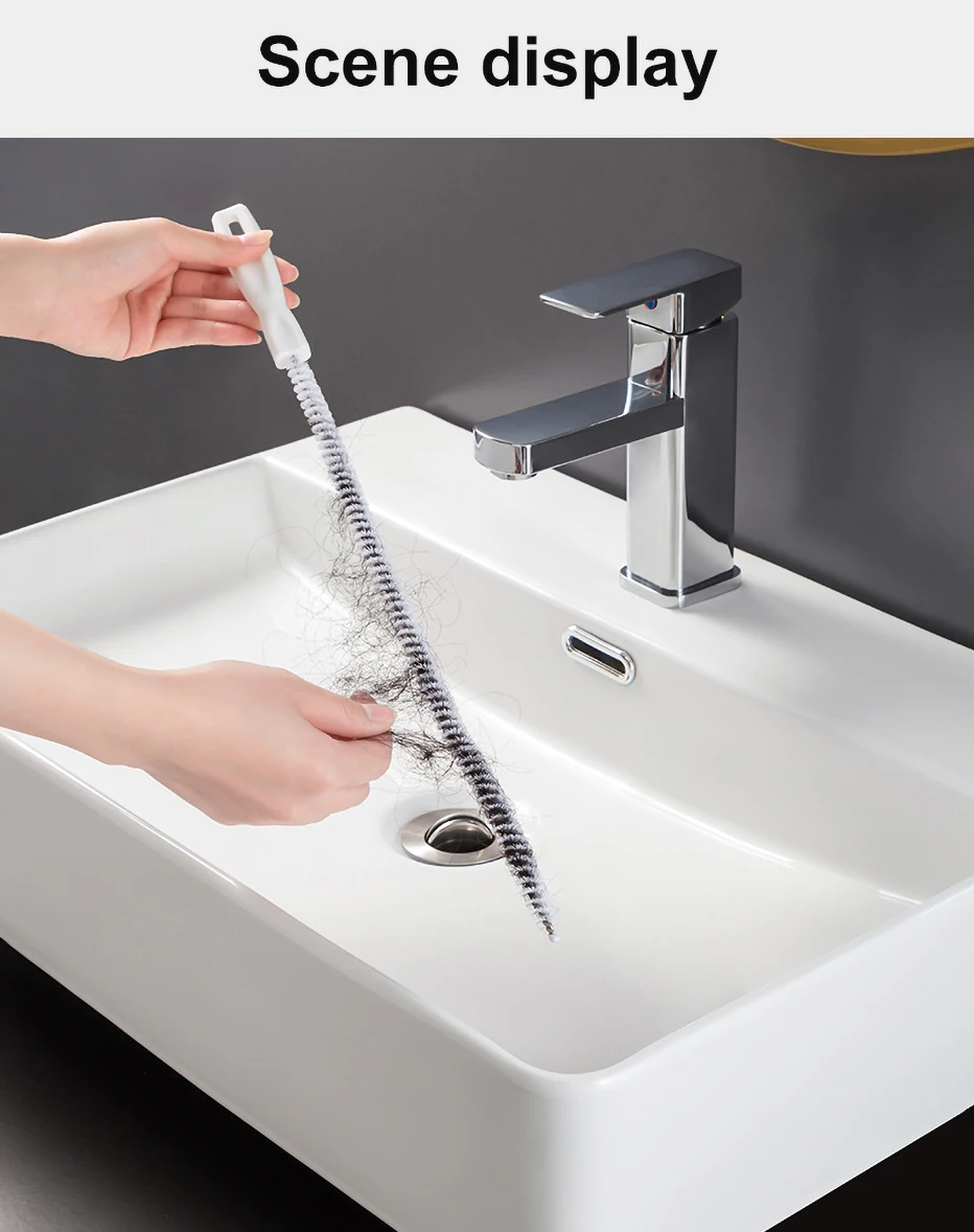 

45CM Water Pipe Dredging Bathroom Brush Bristles Sewer Sink Cleaning Brush Cleaner Flexible Cleaner Clogged Hole Removal Tool