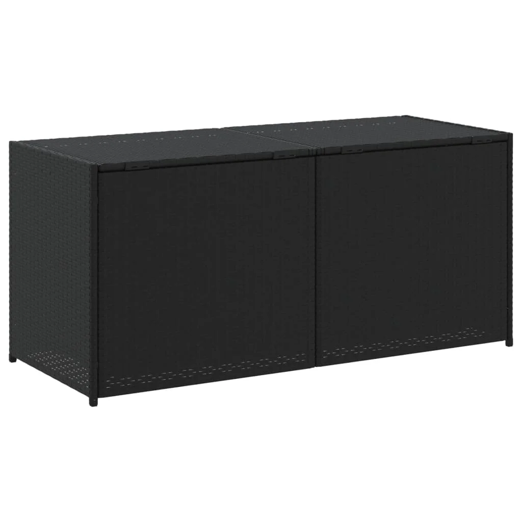 Schwarze Gartenaufbewahrungsbox 283L aus geflochtener Kunstharzoptik für Werkzeuge und Outdoor-Kissen – Detail 6