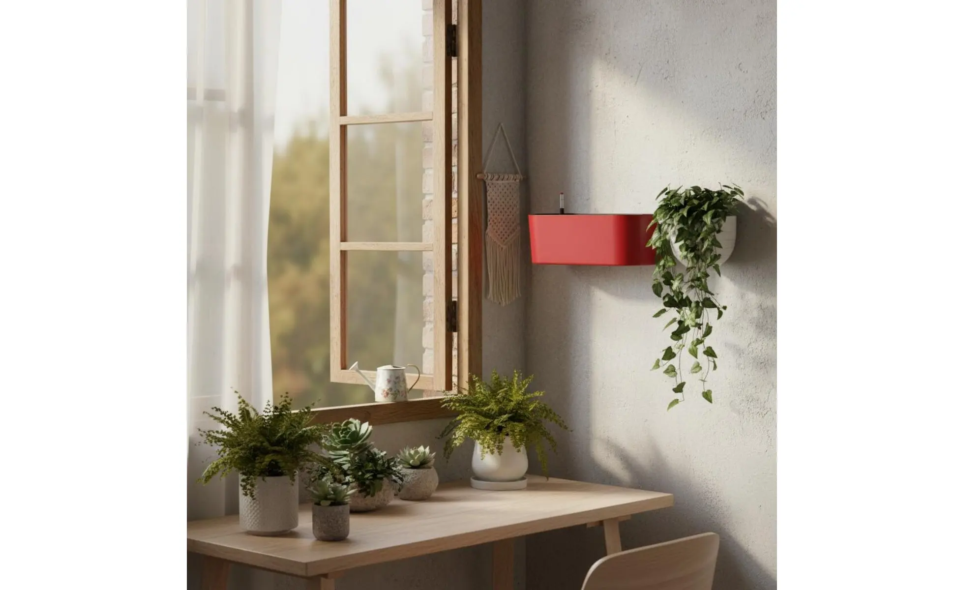 Rectangular Flower Pot with Legs Wall-Mountable Rectangular Hanging Planter Hanging Railing Planter Minimalist Design for Office