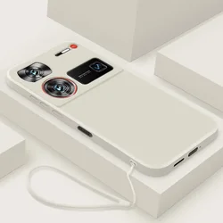 Liquid Silicone Full Cover Solid Color Phone Case with Lanyard for Nubia Z70 Ultra (White)