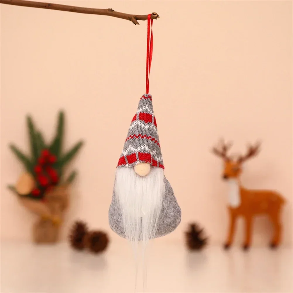 Muñeco gnomo sin rostro de Papá Noel para colgar en la pared del árbol de Navidad, 16 x 7 x 5 cm, adorable decoración navideña, enano para la cena