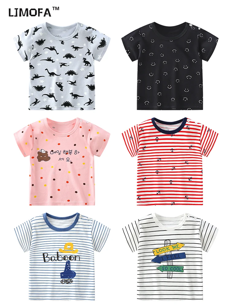 

LJMOFA 1-6Y 2022 Summer Kids T-shirt for Baby Boy Animal Graffiti Printing Dinosaur Casual Cotton Tops Tee Toddler Clothes D159