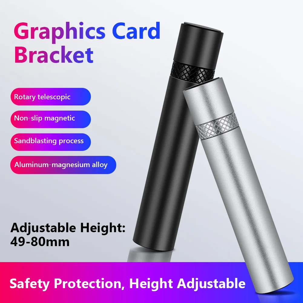 Graphics Card Holder GPU Stand GPU Bracket Aluminum Alloy ARGB Graphics Card GPU Holder Magnetic Telescopic Rotary Screw Vertical Video Card Support for Atx/m-atx/itx Case