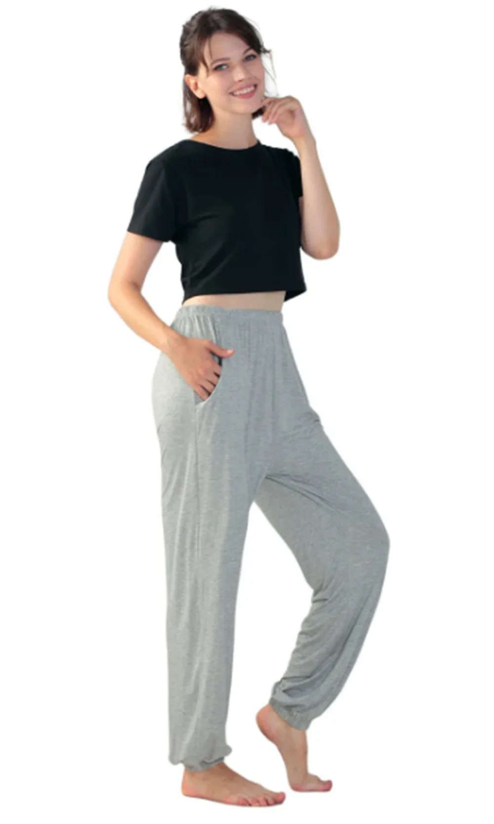 Plus Size, dehnbare, atmungsaktive Hose mit weitem Bein, weiche, bequeme Alltagshose, für Fitness, Yoga, Outdoor, Jogger, M, L, XL, 3XL, Insektenschutz – Detail 5