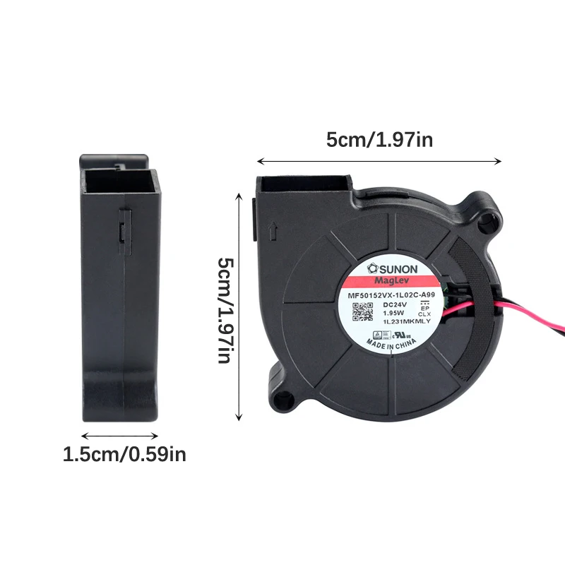 Sunon 3D Printer Blower Fan 5015 24V 0.41A Double Bearing Fan Centrifugal DC Cooling Turbo Fan 5015S For Voron Stealthburner — view 5