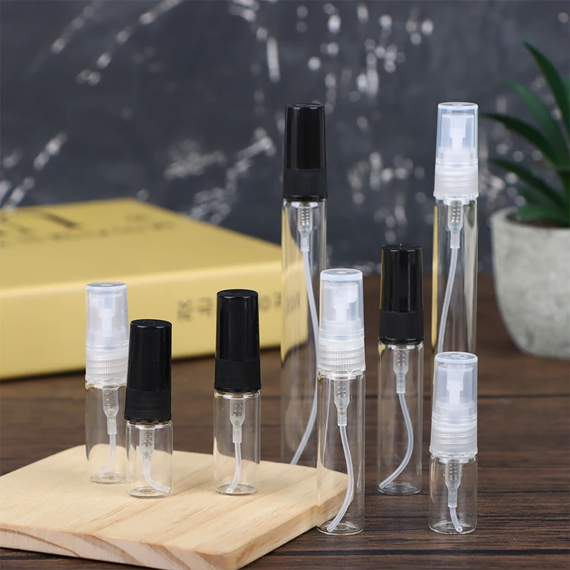 

5Pcs 2ml 3ml 5ml 10ml Refillable Mini Portable Perfume Bottle Empty Transparent Glass Sample Perfume Spray Bottle For Travel