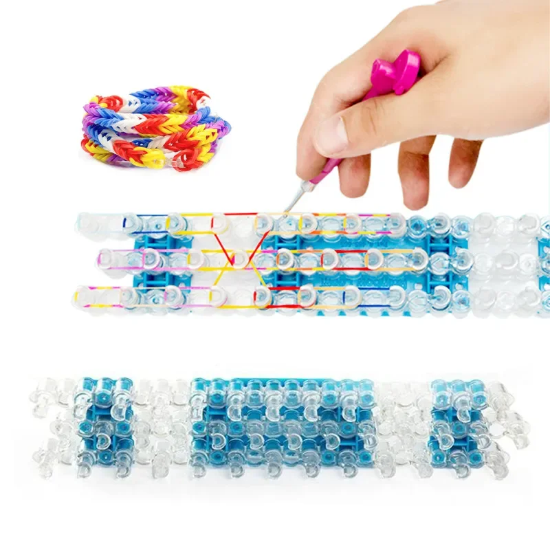Loom Band Weaver Kit Fashion Rubber Band Loom Weaver Kit for DIY Elongated Knitting Machine Bracelets Weaving Frame Bands Hook Arts Crafts DIY Toys