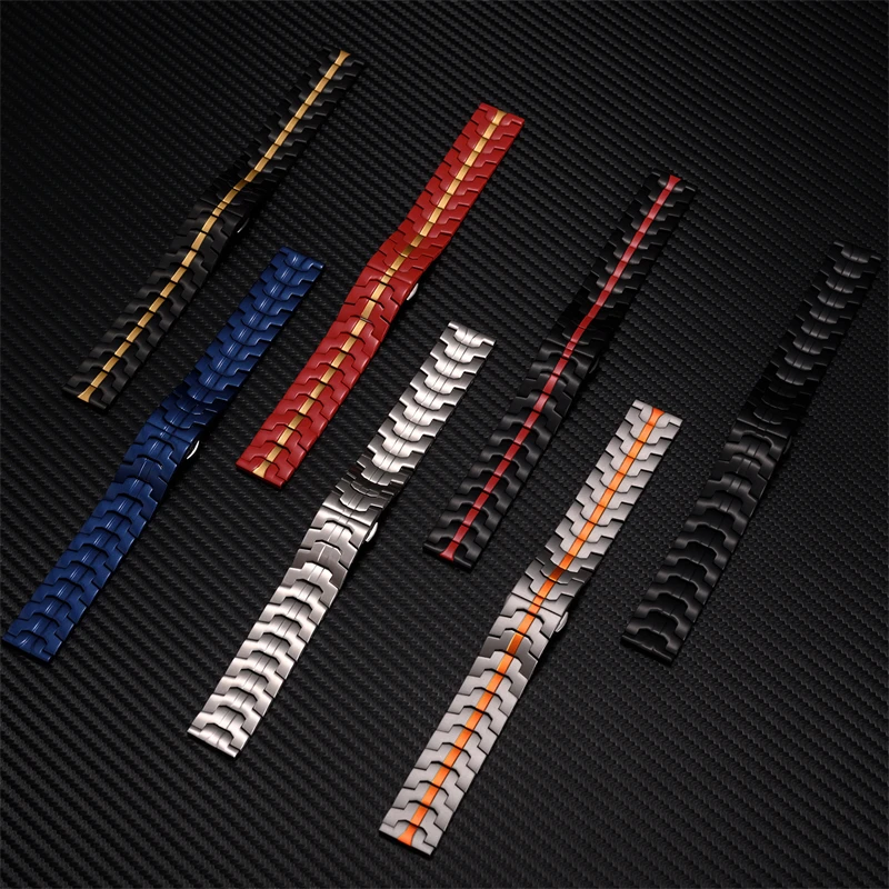 Premium Stainless Steel Watch Band - Elegant Metal Bracelet Strap, 46mm