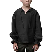 Boys Medieval Dress Shirt For Kids Medieval Ruffled Long Sleeves Cotton O-Neck T Shirts Children 2