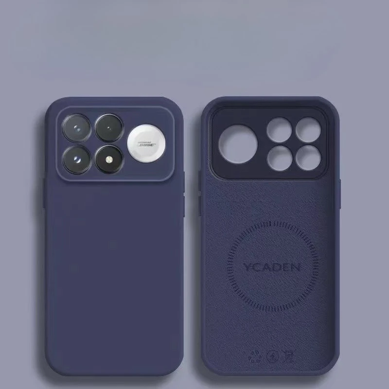 Luxury Built-in Magnetic Liquid Silicone Solid Color Phone Case Cover