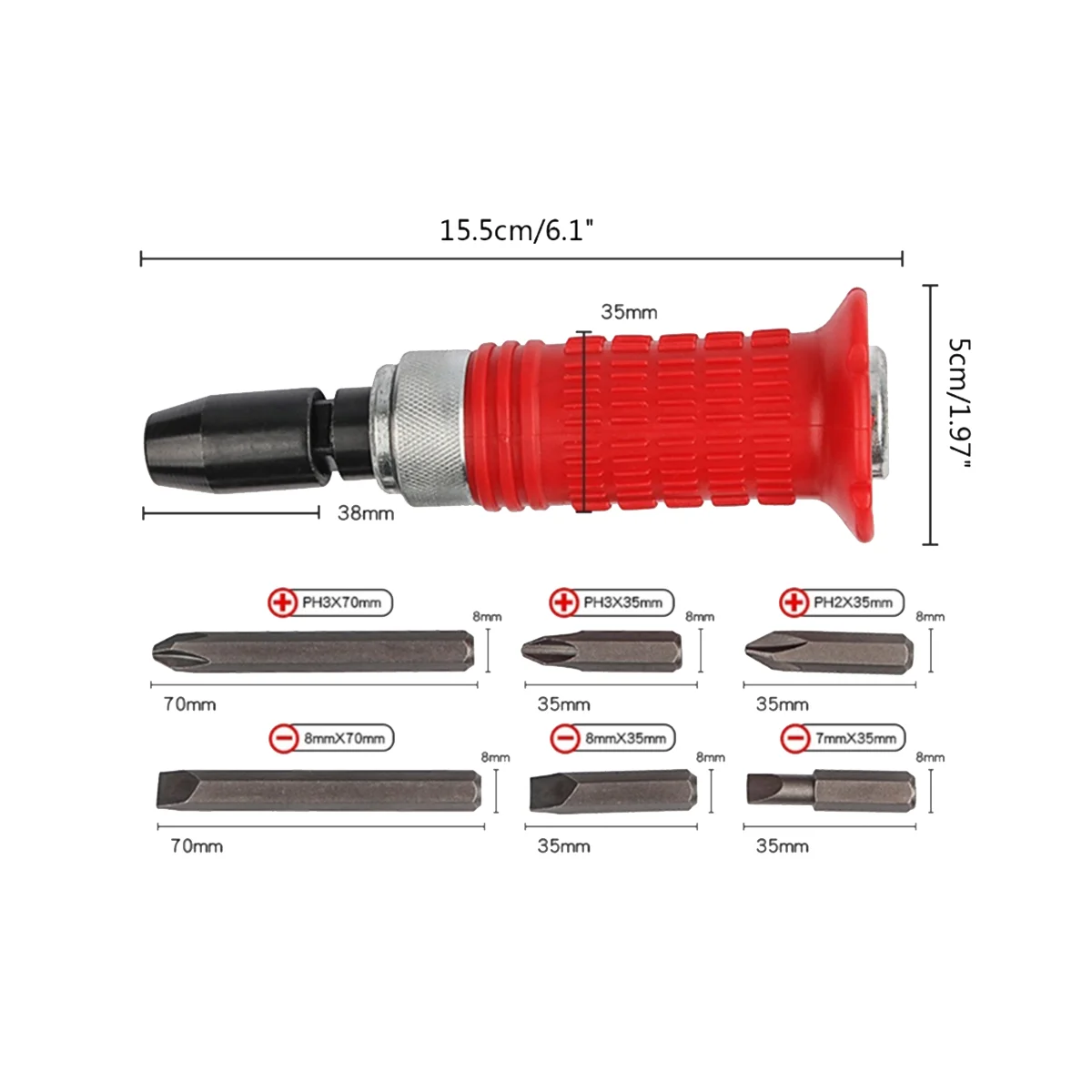 

Impact Driver Set Extractor Tool Slotted or Screwdriver Bits Remove Rusted Damaged Screws 7-Piece/Set