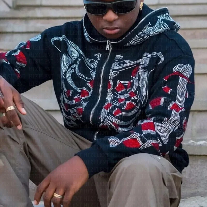 Sudadera Con Capucha Con Tampado De Queleto 3D Para Hombr, Sudadera Con Capucha Con