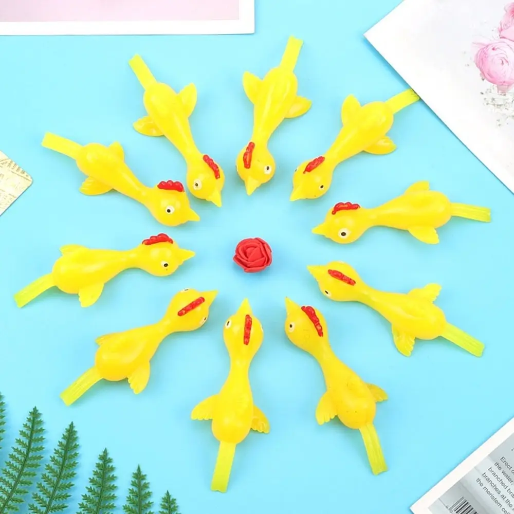12 Pcs Catapult Turkey Tricky Fun Toy Catapult Chicken TPR Soft Material Launch New Exotic Sticky Wall Chicken