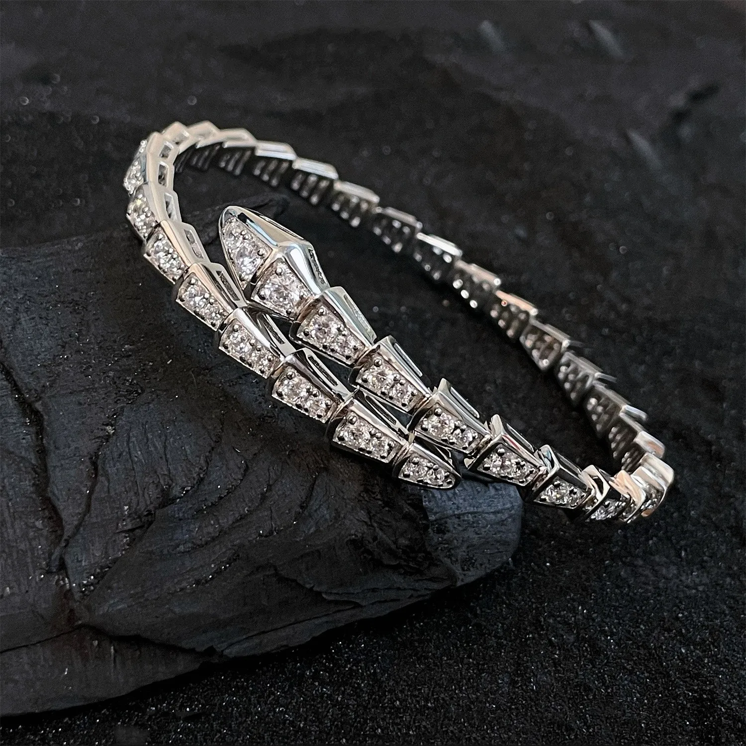 Bangle Bracelet Fashion Snake Bone Cubic Zirconia Open Bracelets For Men Women Gold Silver Copper Metal Snake Bracelet Party Daily Jewelry