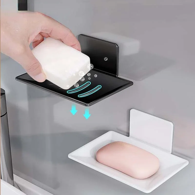 Soap Holder Bathroom Aluminum Alloy Soap Dish Free-Punching Wall Mounted Soap Sponge Holder Organizer Accessories Kitchen Holder
