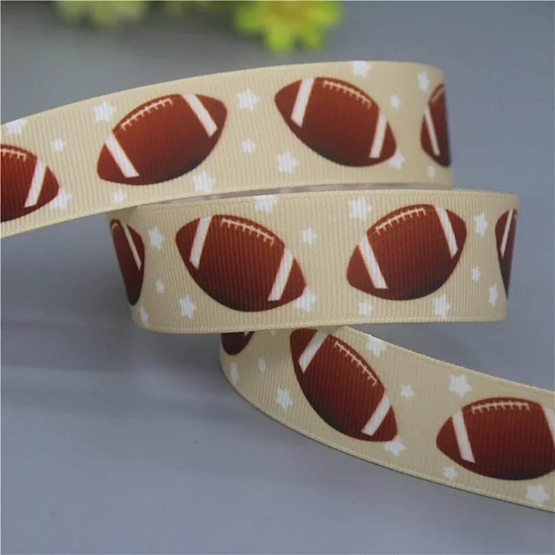 DHK 7/8'' 5yards Football Baseball Printed Grosgrain Ribbon Accessories Material Decoration Collar DIY Sewing Craft C2597