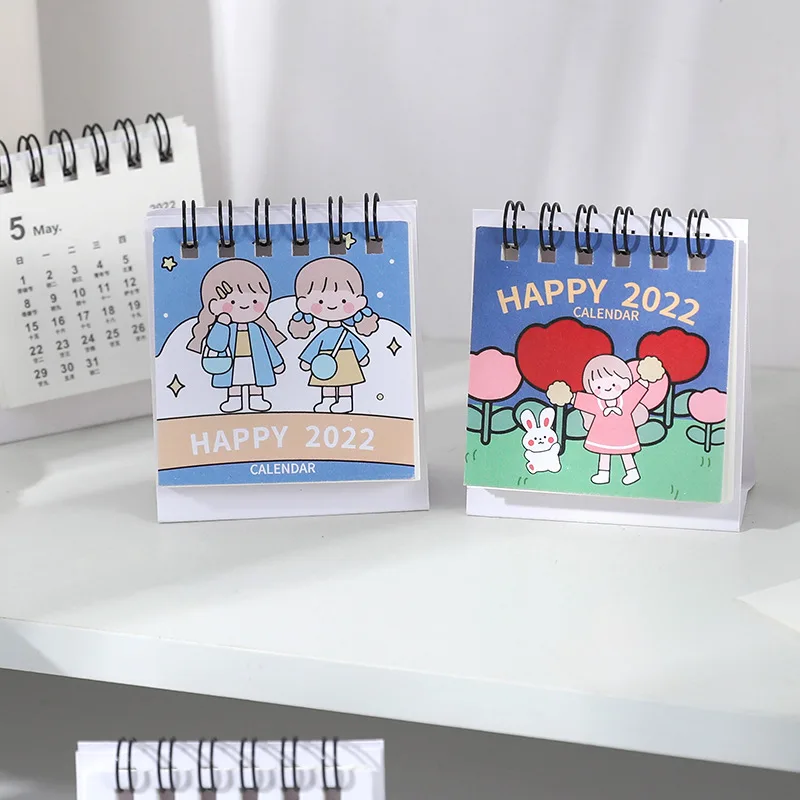 2022 Calendar Simple Desktop Calendar Dual Daily Schedule Table Planner Yearly Agenda Organizer Office Supplies Cute Mini journamm 46pcs lot cat series kawaii boxed stickers planner diy scrapbooking collage photo album japanese cute decor stationery