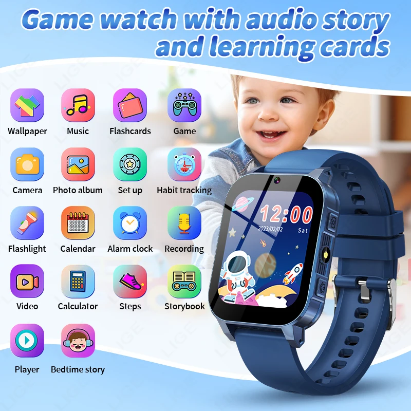 Smart Watch for Kids Puzzle Games HD Touch Screen Camera Music Player Pedometer Alarm Clock Calculator Flashlight Kids Watches