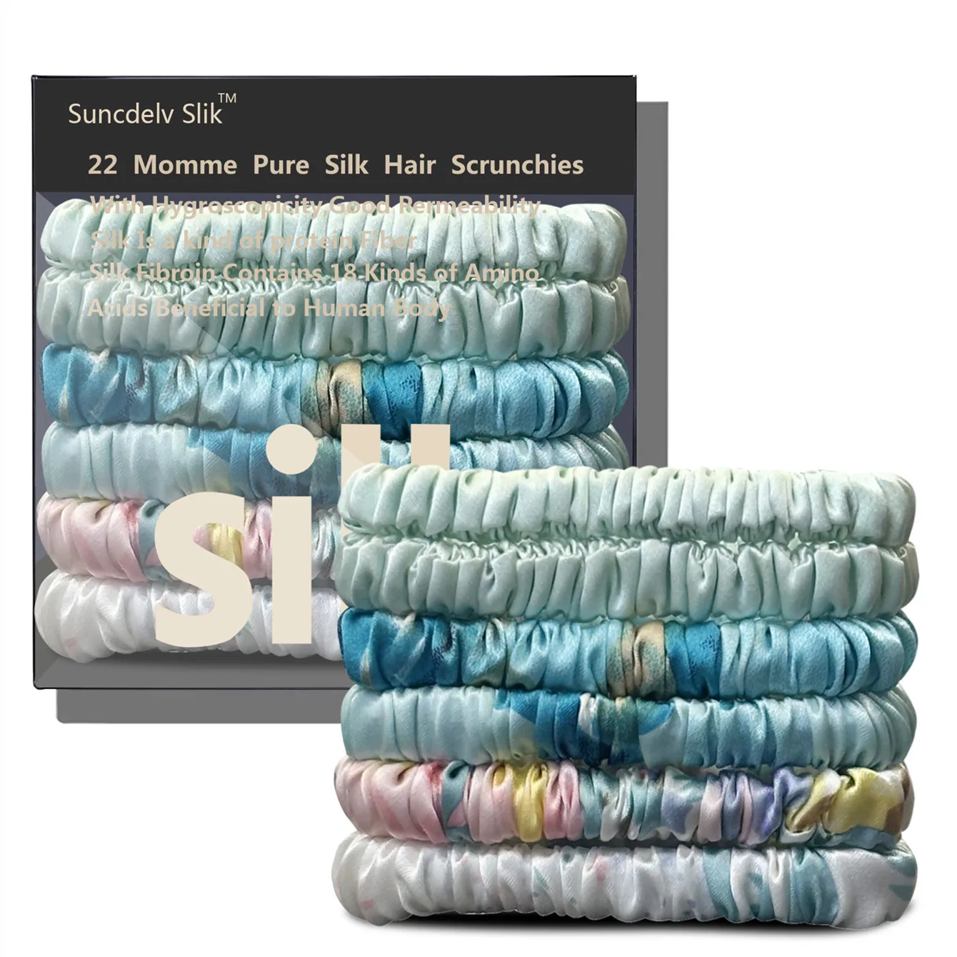 6-teiliges Set aus 100 % Seide, Haargummis, hochwertige Haargummis (22 Momme), Haarbänder für Damen und Mädchen, Haarschmuck – Detail 10