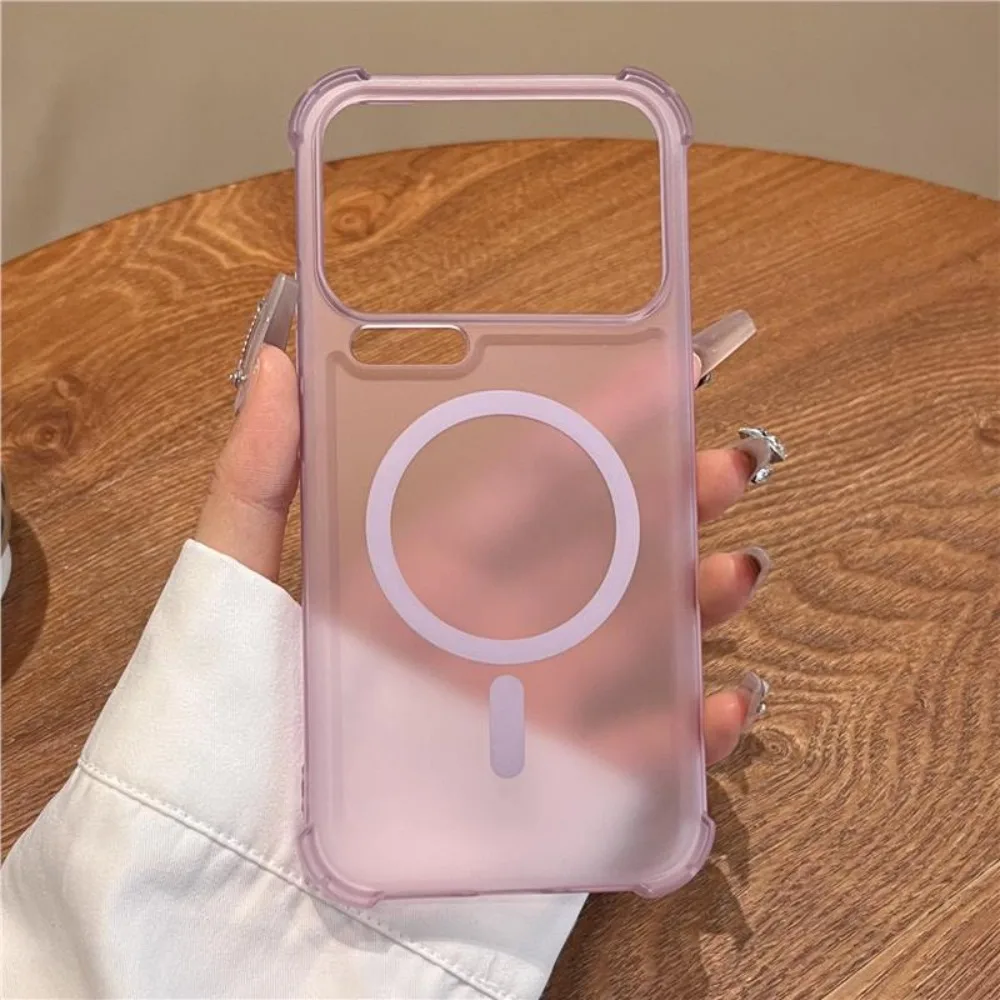 Trendy Matte Soft Frosted Clear Magnetic Shockproof Phone Case with Four-Corner Protection