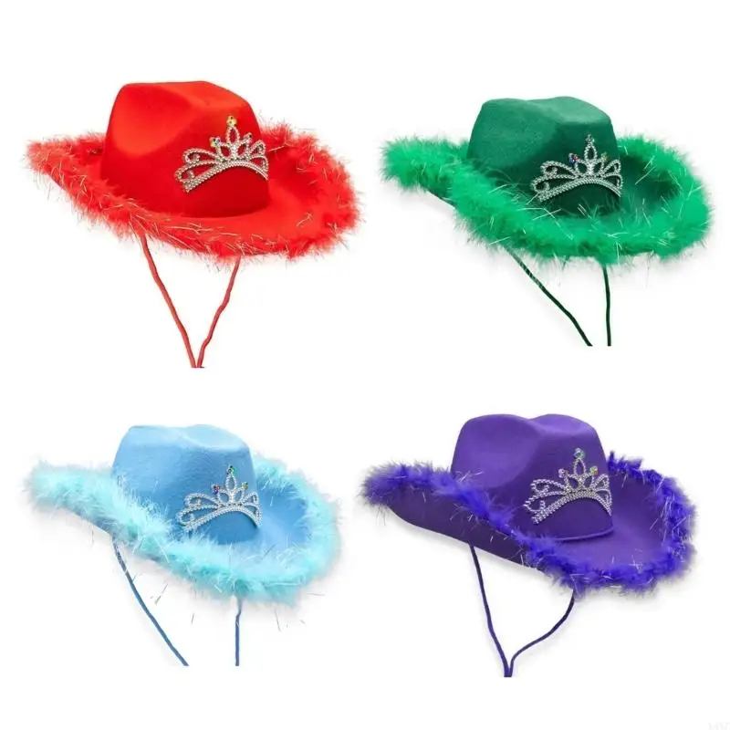 X4YC Cowboy Hat Wide Brim Cowgirl Hat Bachelorette Party Headwear