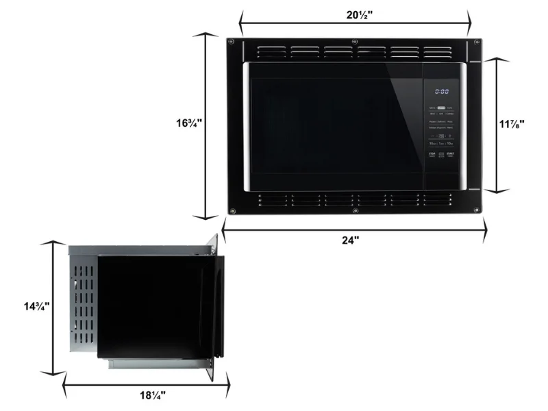 Black microwave dimensions.
