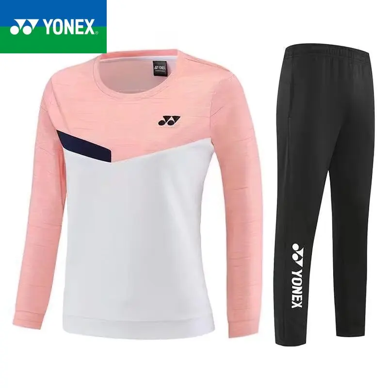 YONEX Autumn Men's and Women's Same Style Badminton Robe Thick Sport Fast Drying Breathable Sweating Top Pants Set