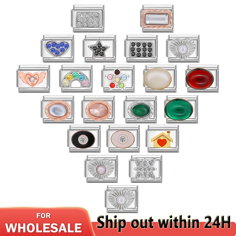 

Vintage Charm Creativity Love Wings Rainbow Bridge Charm Italian Links Fit 9mm Bracelet Titanium Steel Jewelry DIY Making