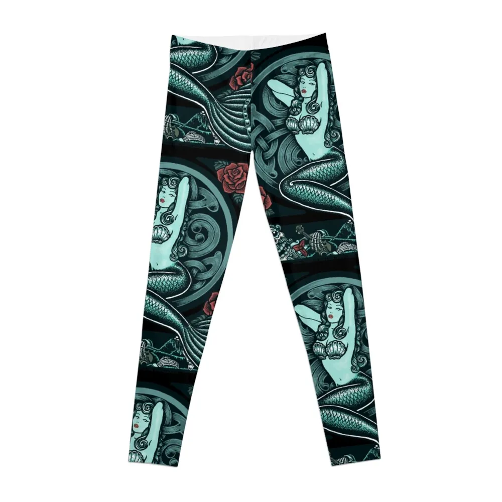 

Mermaid and Skull 2 Leggings push up tights for gym clothing sports for push up Womens Leggings