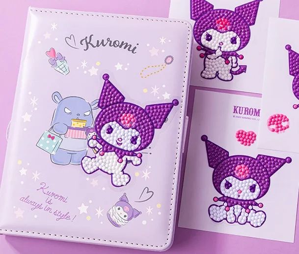 12 pieces - Kuromi diamond painting, lovely sanrio diamond painting art  kit, double-sided full-diamond painting sticker, children's handicraft kit,  girl's wallet sticker, notebook sticker : : Home & Kitchen