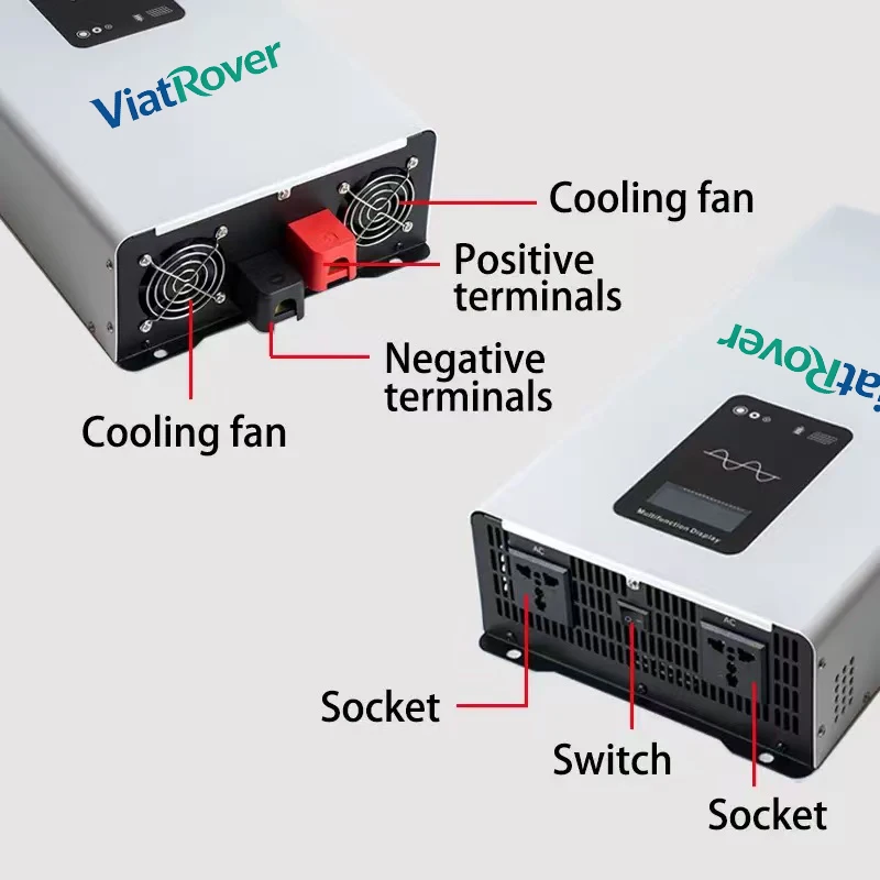 순수 사인파 인버터 800W/1300W 12V에서 110V 전력 변환기(LCD 디스플레이 포함) 미국식 소켓 차량용 RV 캠핑용