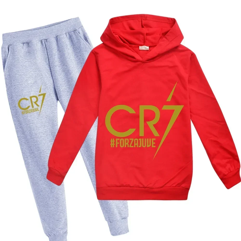 thumbnail image 1 of Ropa para niños Sudadera con capucha y pantalones Traje para niño de 3 a 12 años Sudadera de primavera y otoño Chándal de fútbol CR7 Traje deportivo para vacaciones para niños, 1 of 5