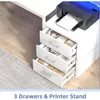 67 Inch Computer Desk with Drawer & LED Lights, Home Office Desk with Storage Shelves, Reversible Workstation for Bedroom, Moder 5
