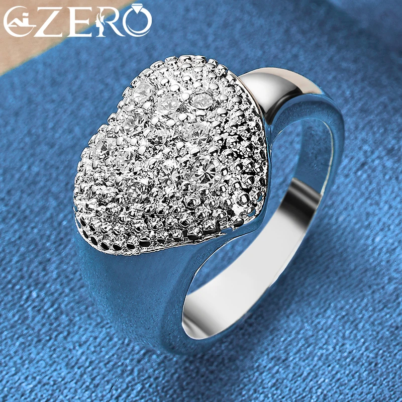 925 Sterling Silver Crystal Love Heart Ring silver ring wedding rings silver rings silver heart ring for Women Man