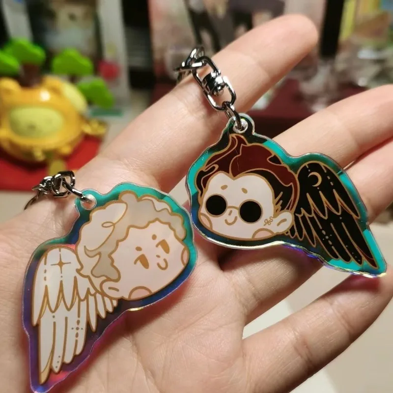 Good Omens аниме брелок Aziraphale Crowley акриловый полипропиленовый зажим ангел демон версия Q мультфильм периферийная сумка Подвеска Коллекция
